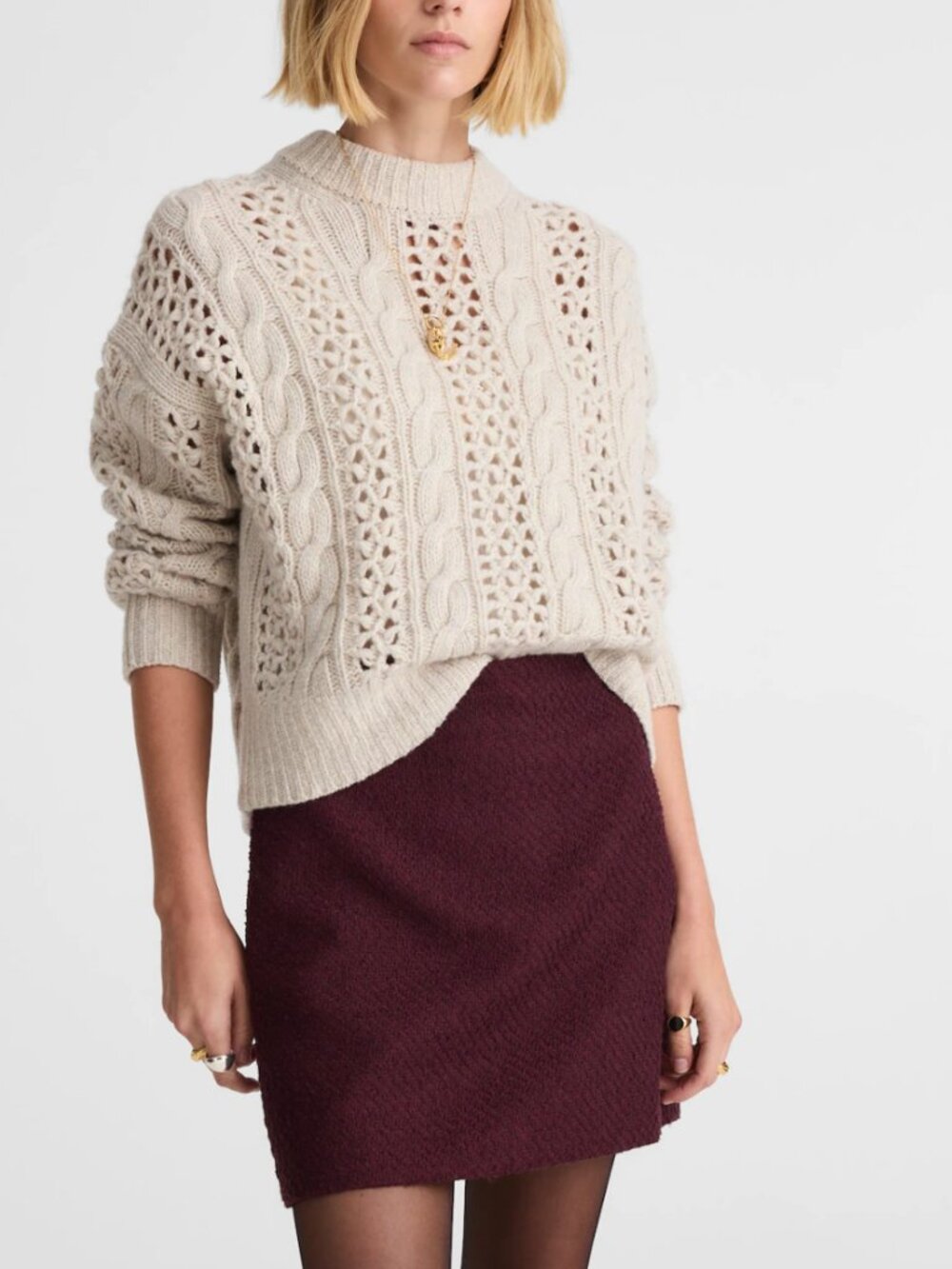 NWT - Madewell - Mini Skirt in Tweed - Sz 4 - Maroon